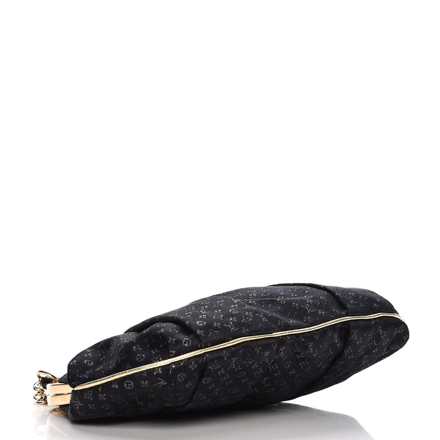 Satin Monogram Aumoniere Clutch Black