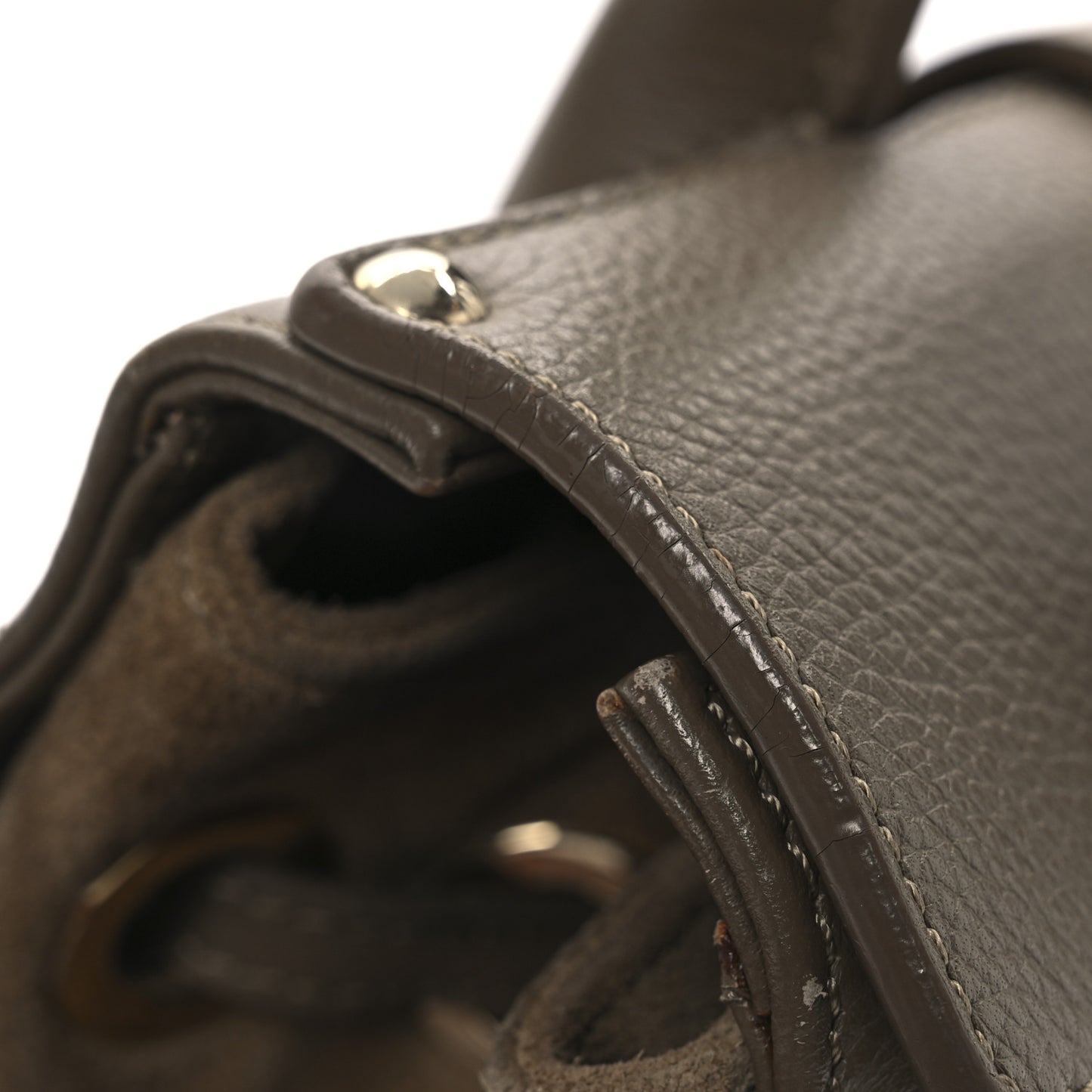Grainy Calfskin Small Rosalie Satchel Nude