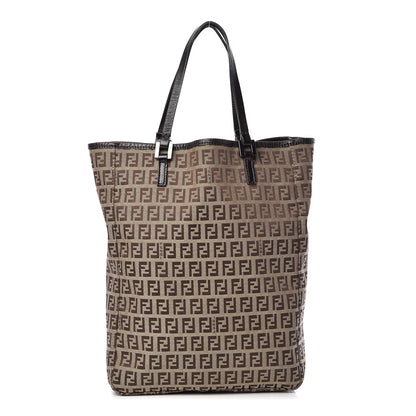 Fendi Zucchino Shopping Tote Mogano Panna Brown 3 of 14