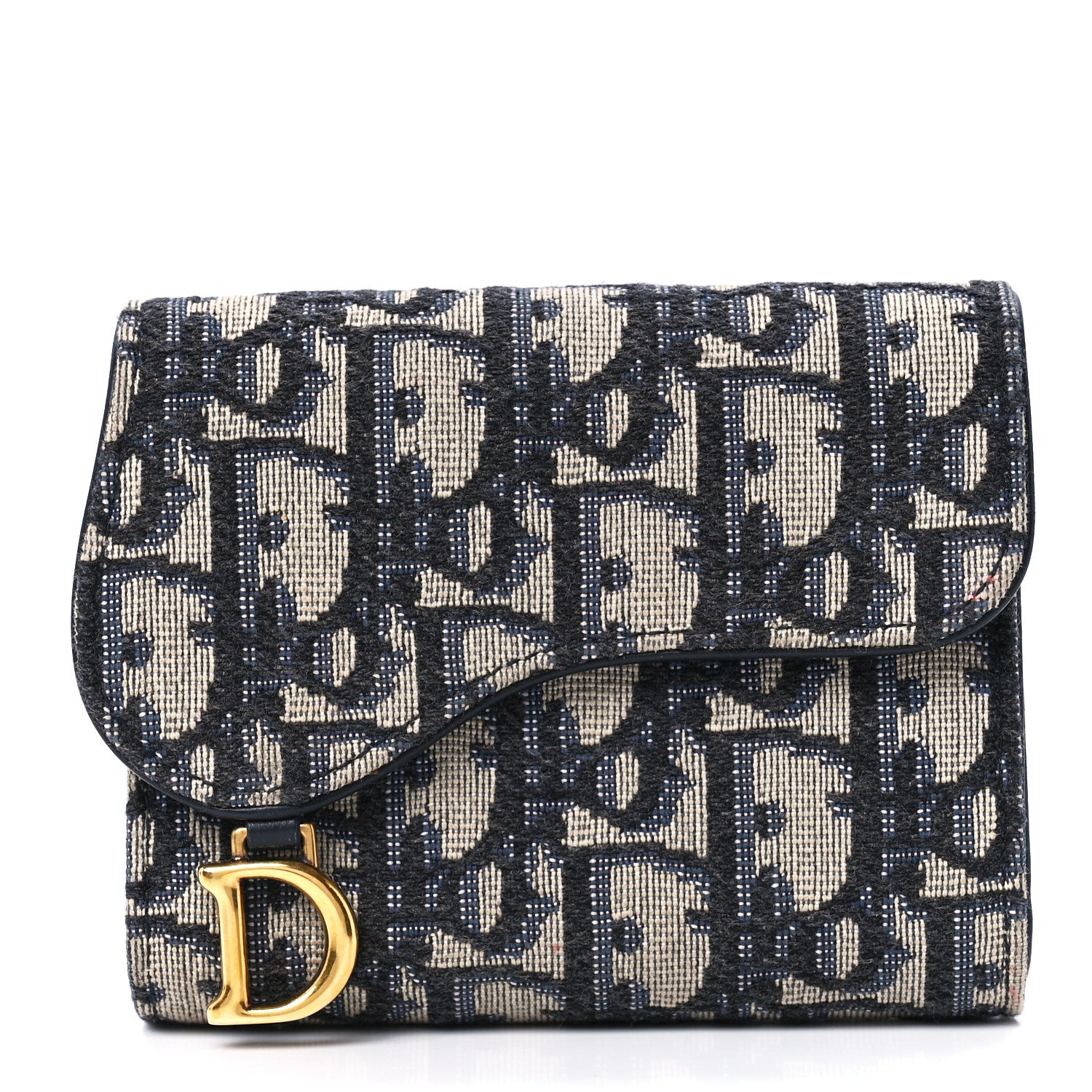 Christian Dior Oblique Saddle Lotus Wallet Blue 1 of 15