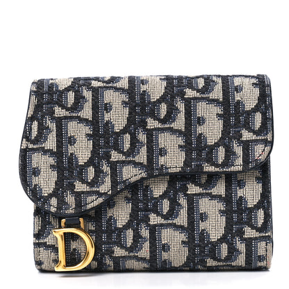 Christian Dior Oblique Saddle Lotus Wallet Blue 1 of 15
