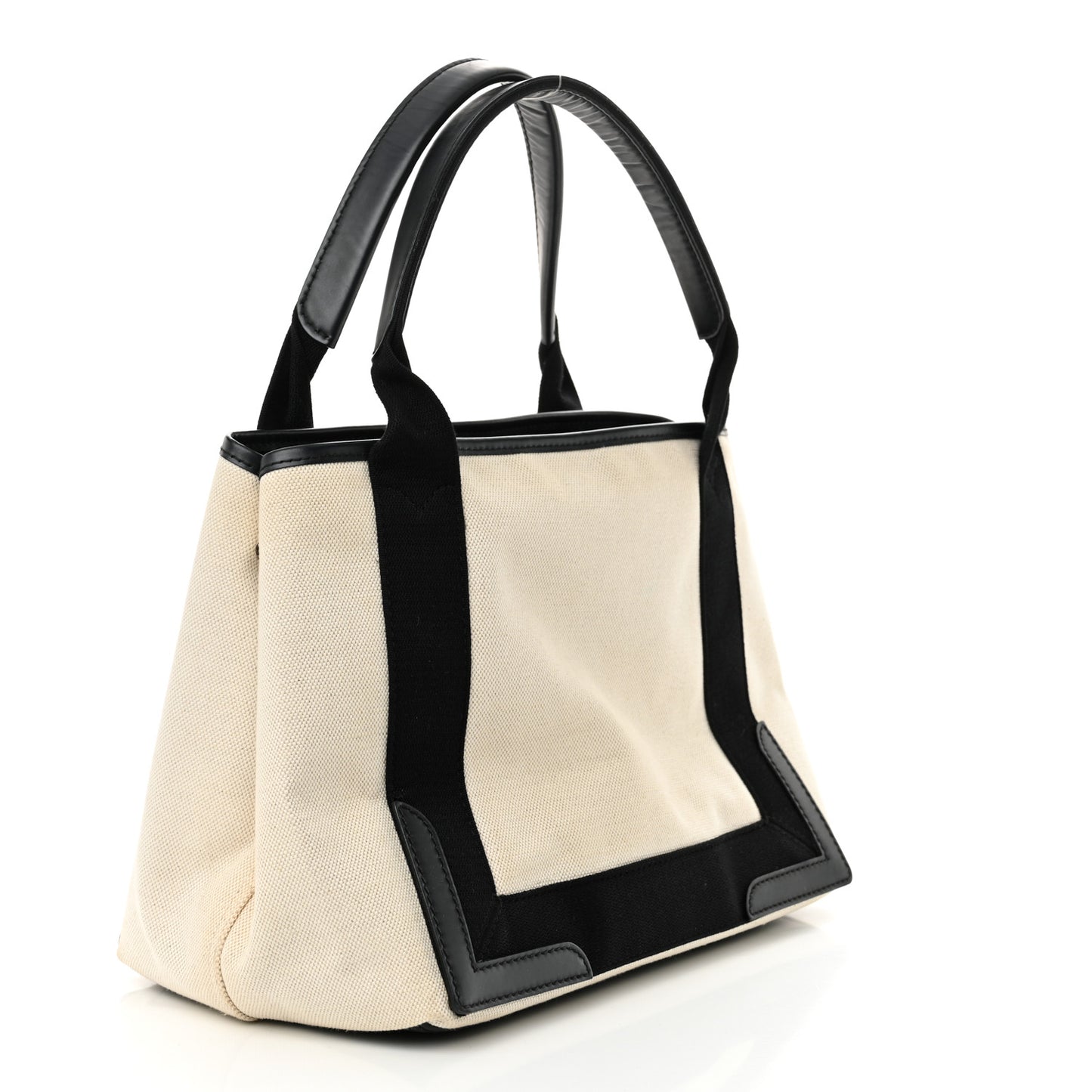 Cotton Canvas Calfskin Navy Cabas S Natural Black