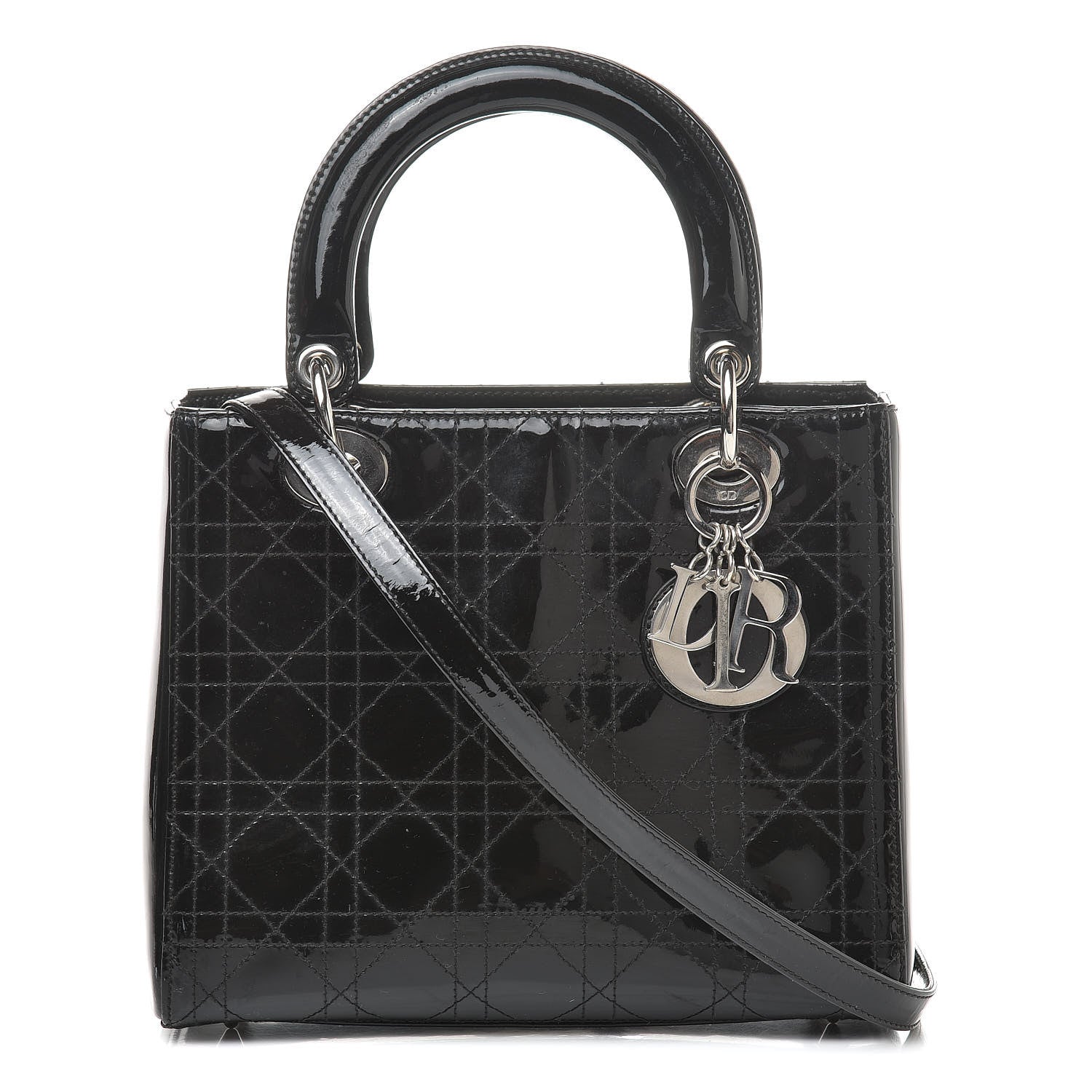 Christian Dior Patent Cannage Stitched Medium Lady Dior Black 1 of 13