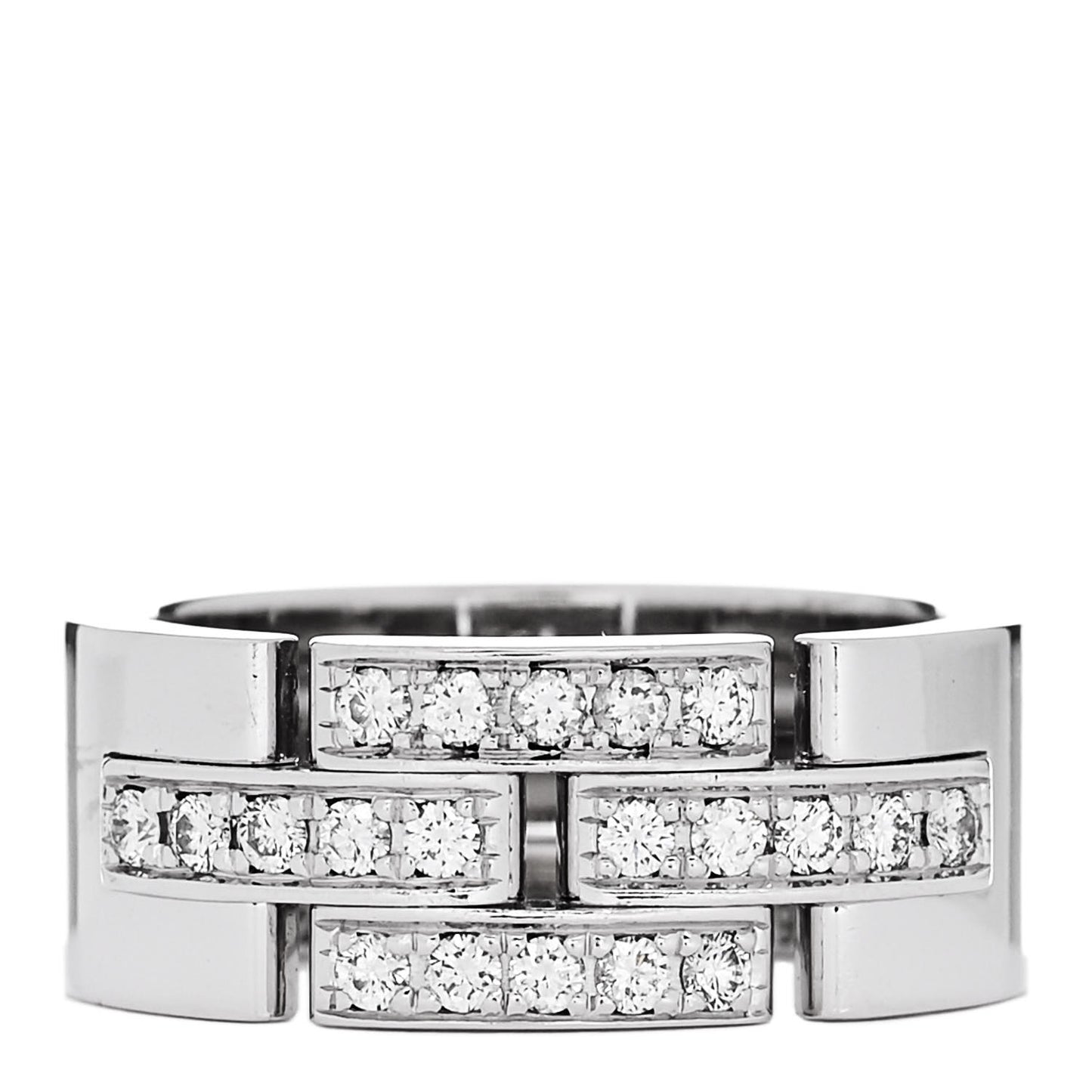 18K White Gold Diamond Maillon Panthere Band Ring 49 5