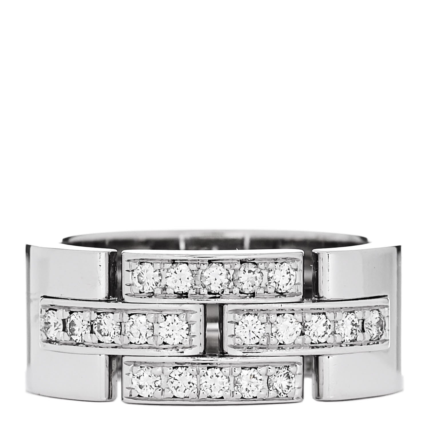 Cartier 18K White Gold Diamond Maillon Panthere Band Ring 49 5 1 of 4