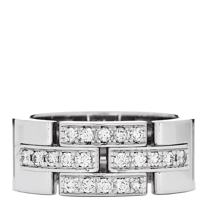 Cartier 18K White Gold Diamond Maillon Panthere Band Ring 49 5 1 of 4