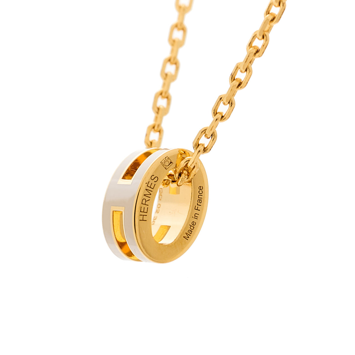 Lacquered Gold Mini Pop H Pendant Necklace Marron Glace