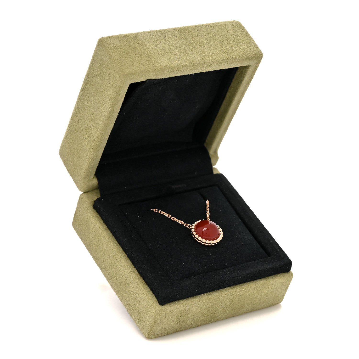 Van Cleef & Arpels 18K Rose Gold Carnelian Perlee Couleurs Pendant Necklace 6 of 6