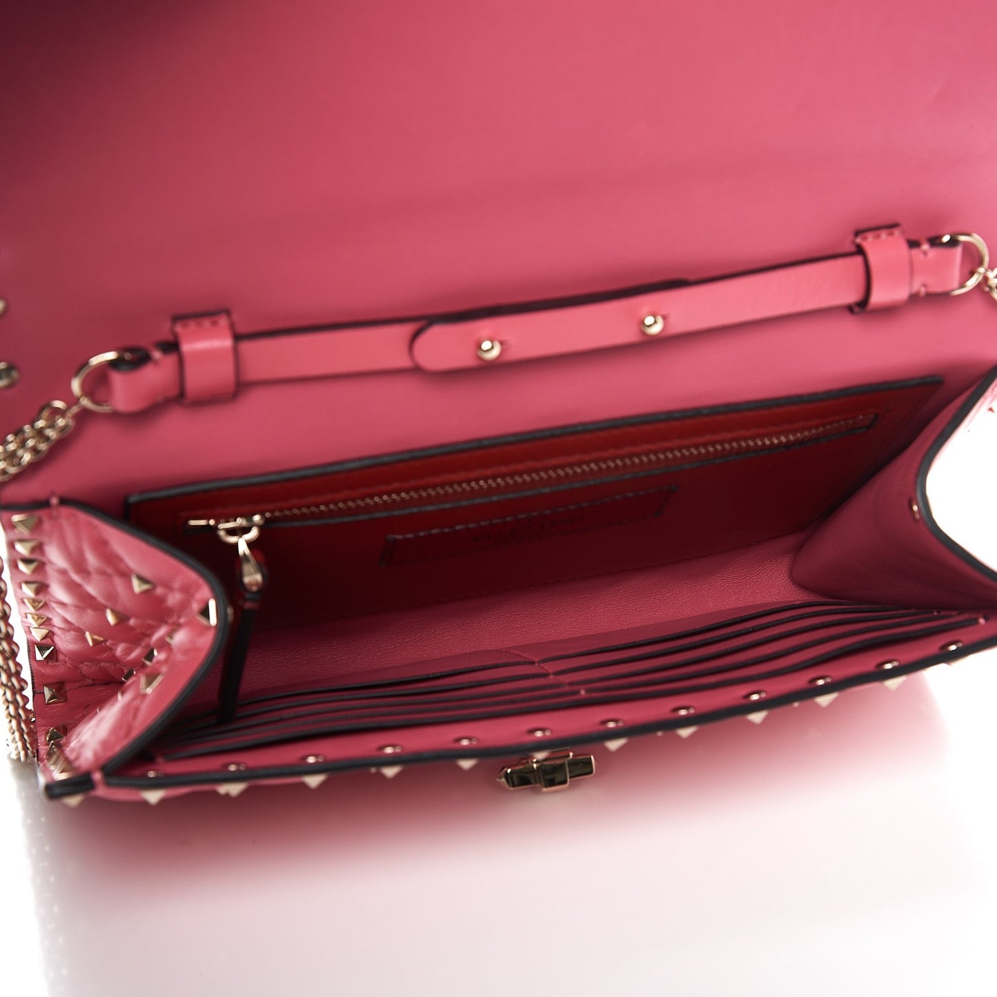 Nappa Rockstud Spike Wallet On Chain Paradise Rose