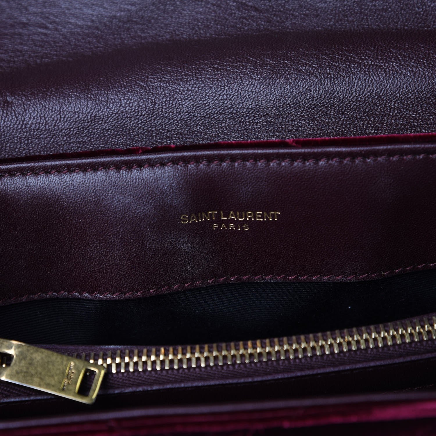 Saint Laurent Velvet Y Quilted Monogram Small Loulou Chain Satchel Burgundy 6 of 7