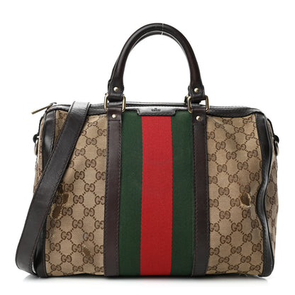 Gucci Monogram Vintage Web Medium Boston Dark Brown 1 of 4