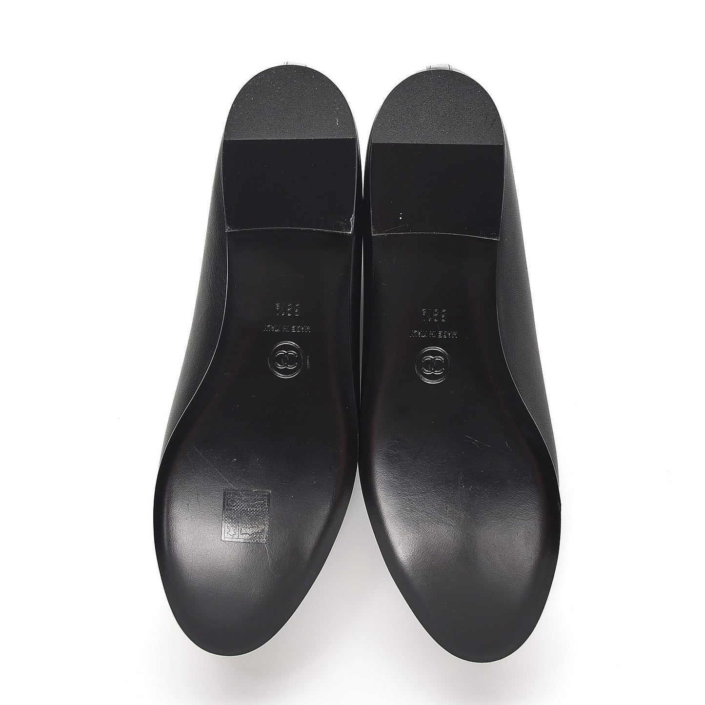 Lambskin Patent Cap Toe Ballerina Flats 39.5 Black