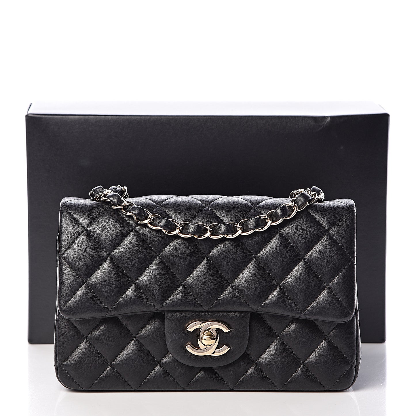 Lambskin Quilted Mini Rectangular Flap Black