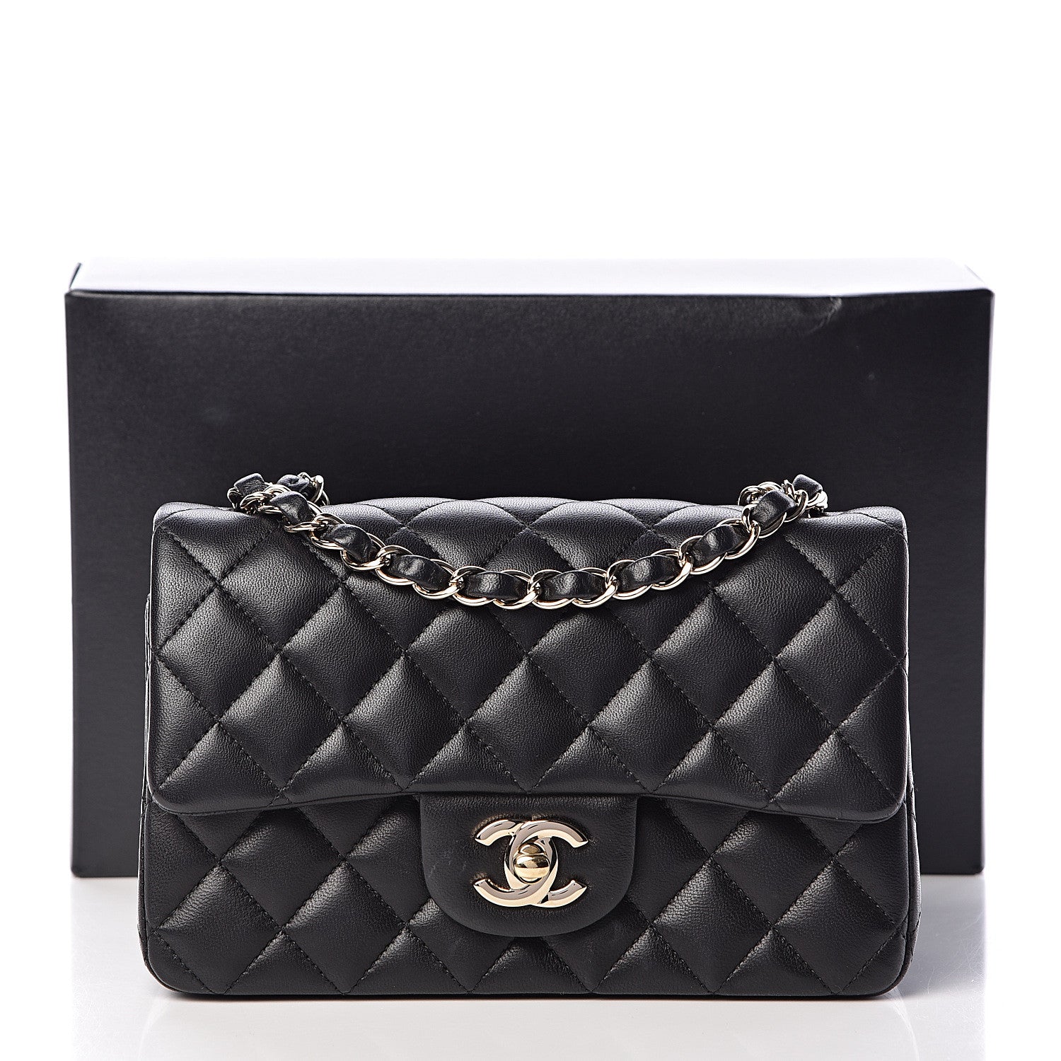 Chanel Lambskin Quilted Mini Rectangular Flap Black 12 of 12