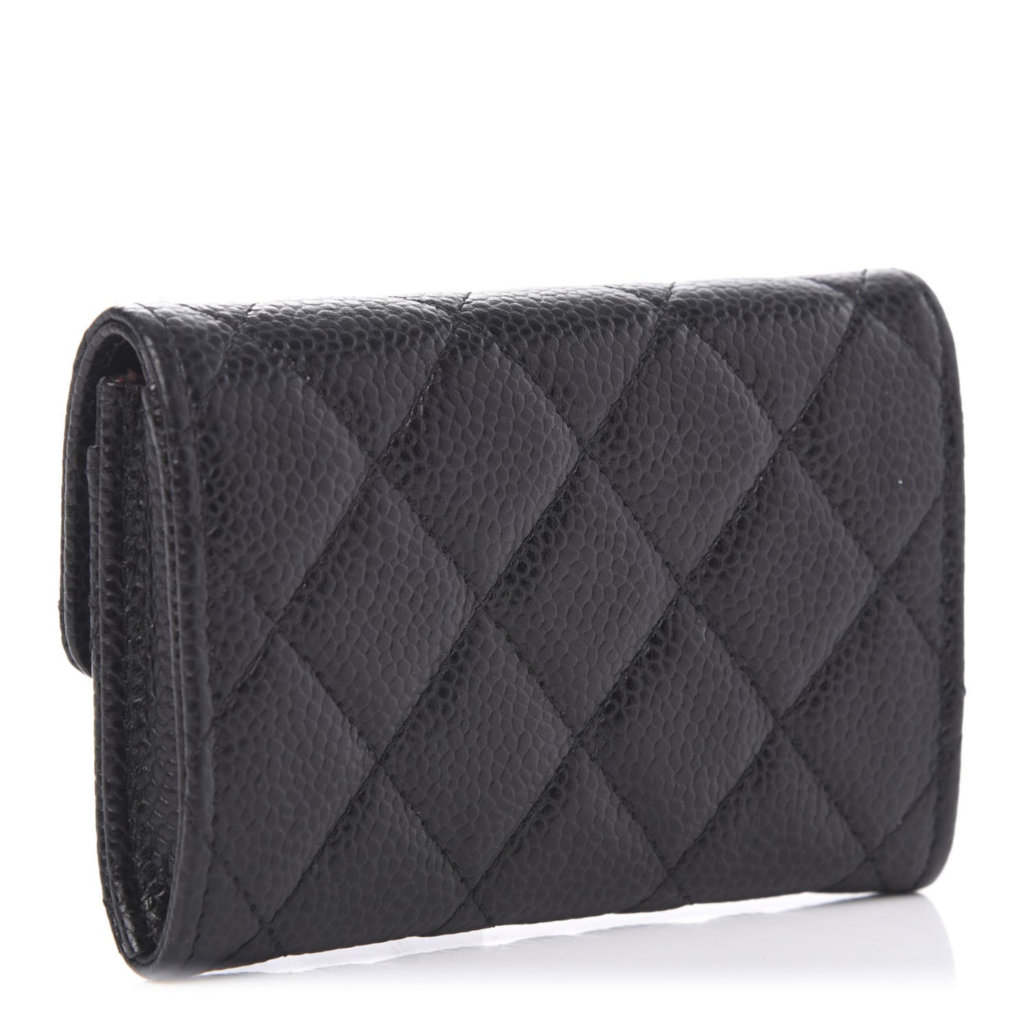 Caviar Quilted Flap Card Holder Black