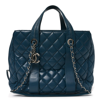 Chanel Lambskin Quilted Easy Carry Shopping Tote Blue 1 of 10
