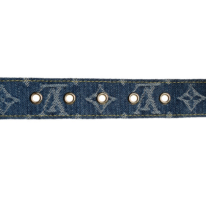 Louis Vuitton Denim Flowergram Ardillon 30mm Belt 90 36 Blue 4 of 7