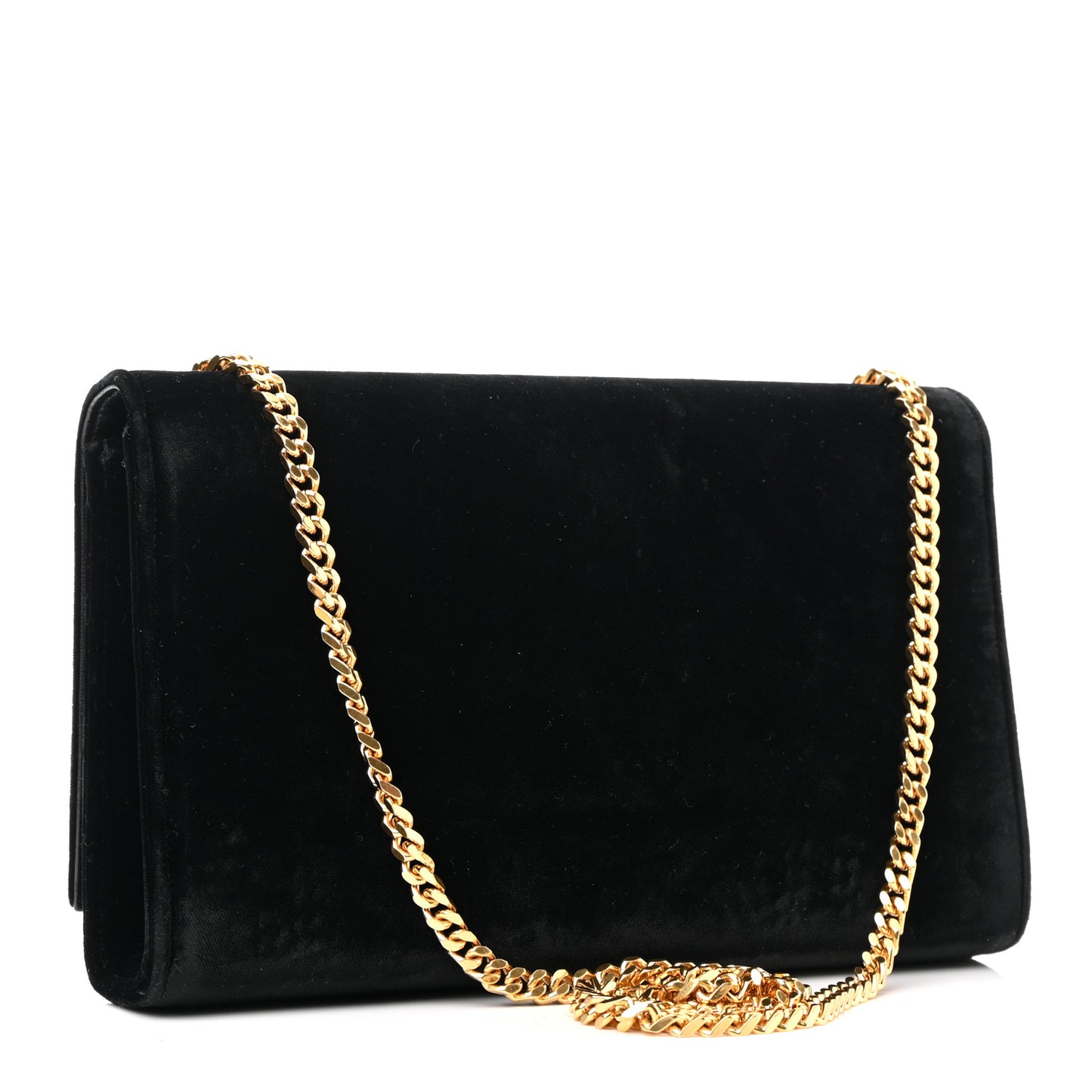 Velvet Medium Monogram Kate Tassel Shoulder Bag Black