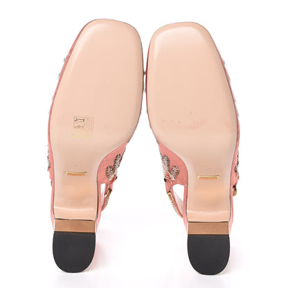 Gucci Moire Fabric Eyes Crystal Square G Madelyn Slingbacks 41 New Blush 5 of 10