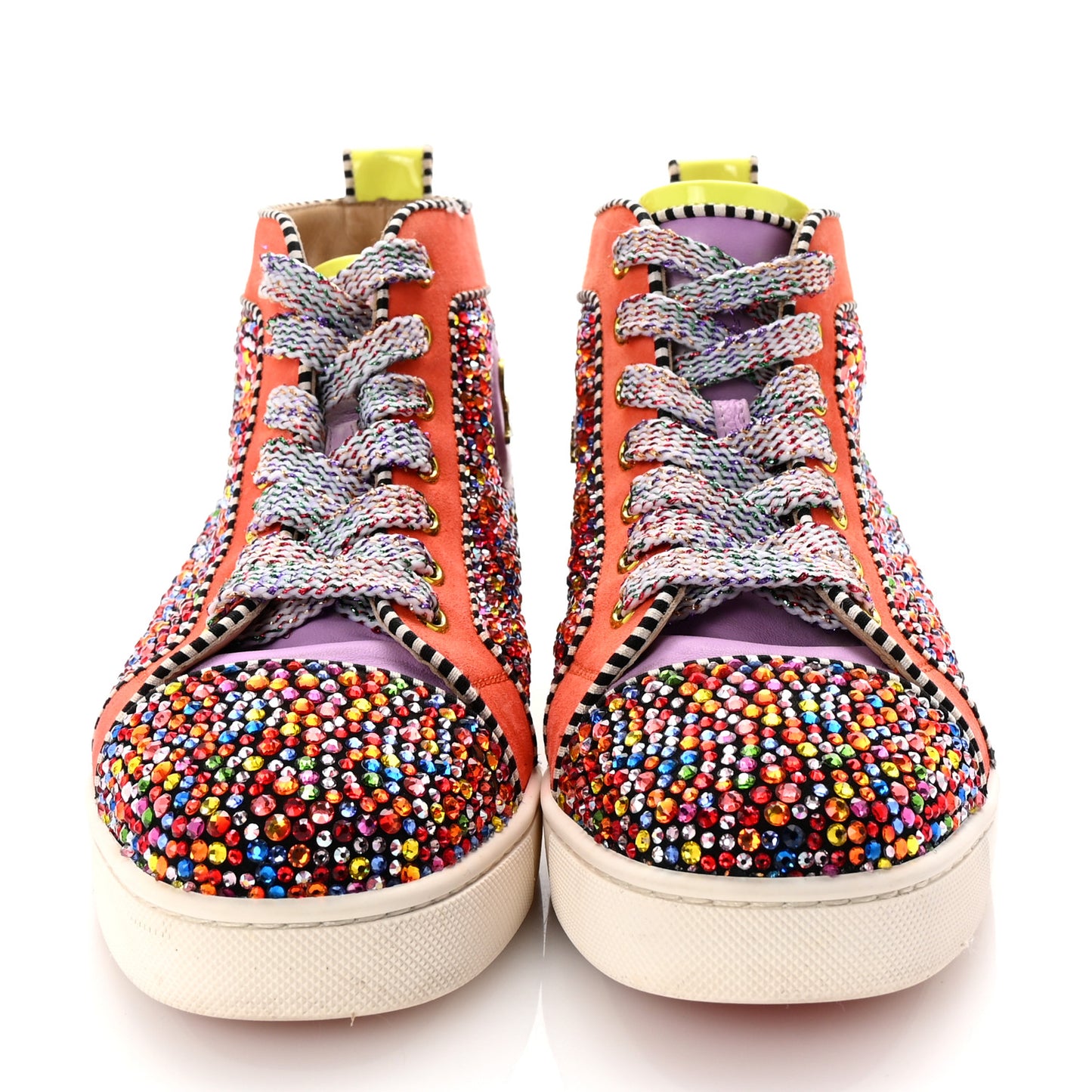 Patent Suede Crystal Embellished Orlato Flat Sneakers 37 Multicolor