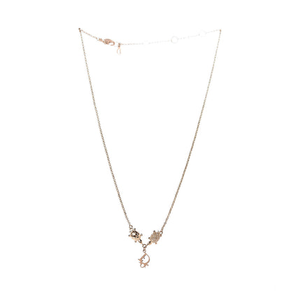 Christian Dior Metal Crystal Turtles Necklace Gold 3 of 4