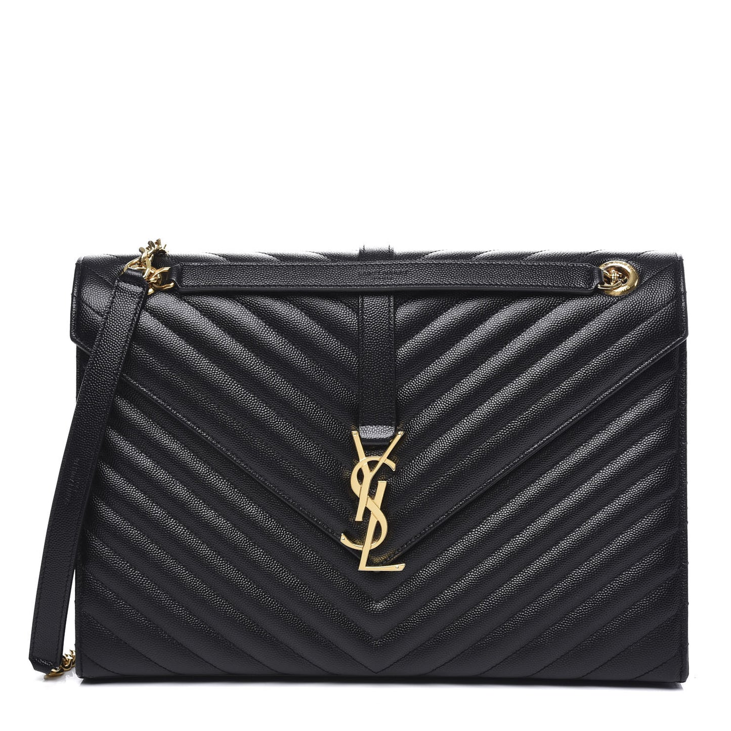 Grain De Poudre Matelasse Chevron Large Monogram Satchel Black