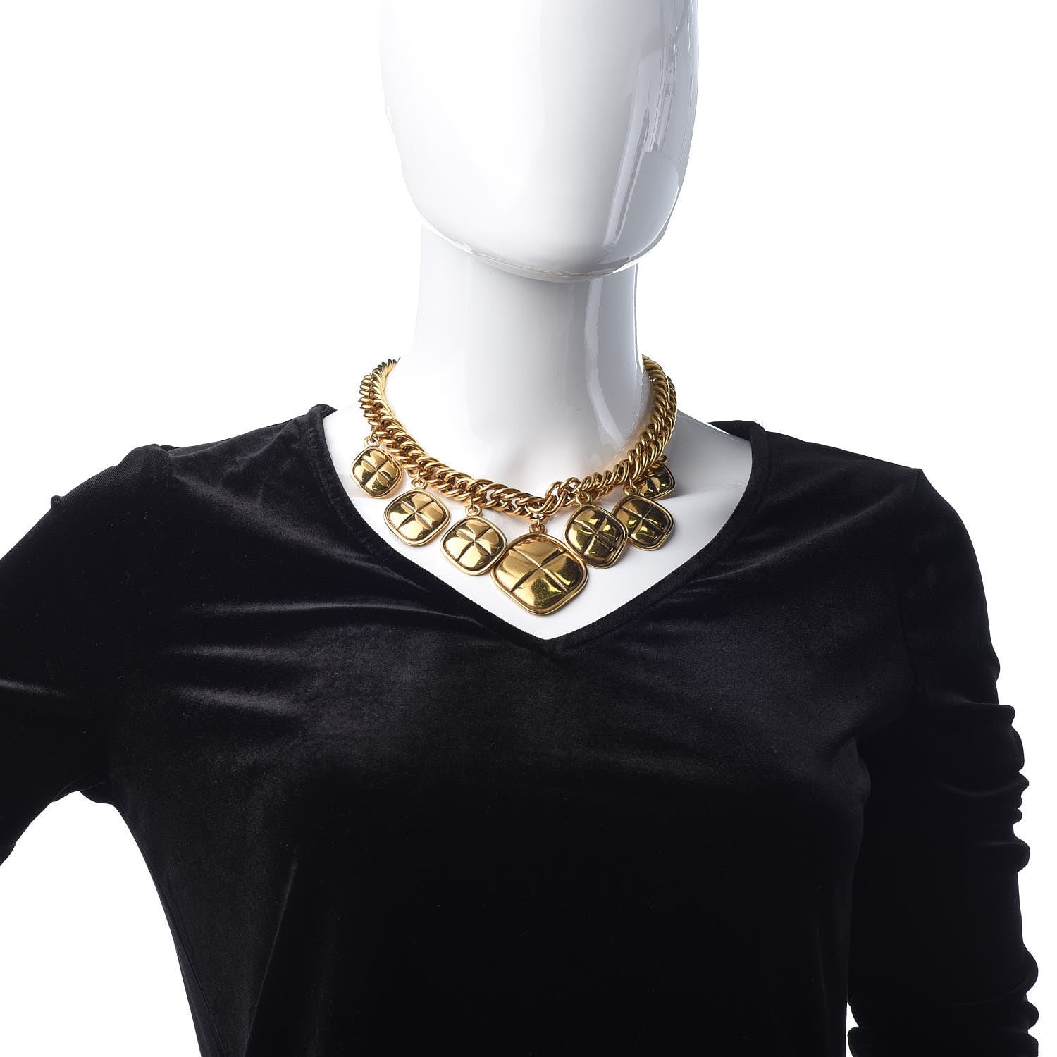 Chanel Quilted Medallion Short Necklace Gold 2 of 6