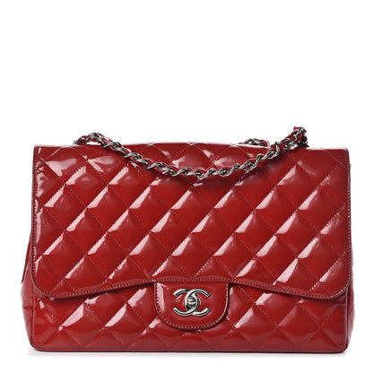 Chanel Patent Quilted Jumbo Single Flap Red 1 of 31