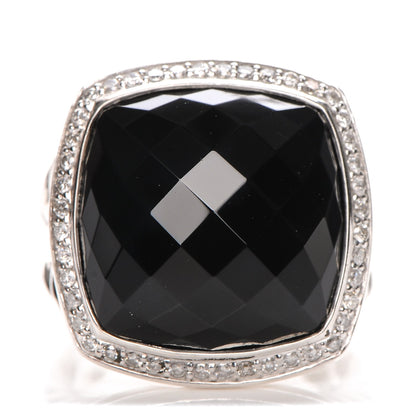 David Yurman Sterling Silver Diamond Black Onyx 17mm Albion Ring 55 7.25 1 of 4