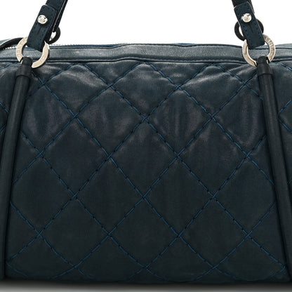 Chanel Iridescent Calfskin Quilted Relax CC Bowler Blue 8 of 12