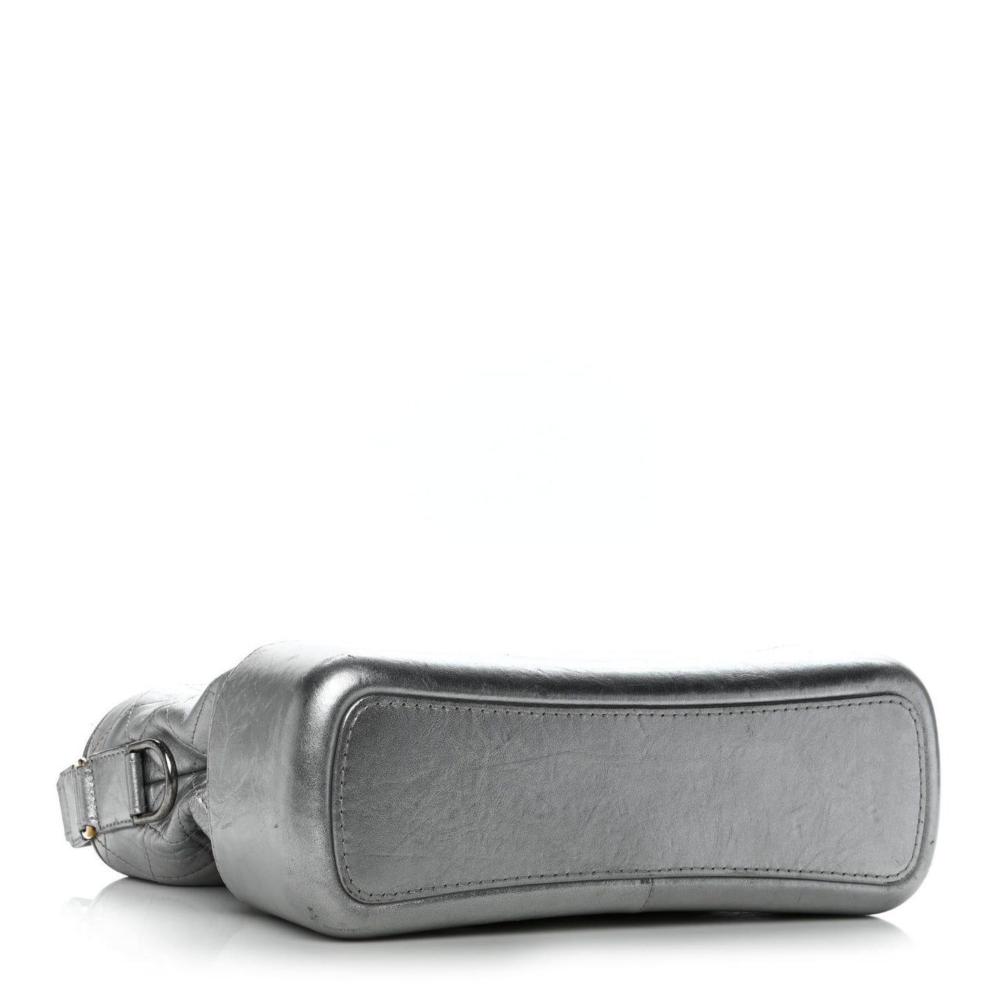 Metallic Aged Calfskin Quilted Medium Gabrielle Silver