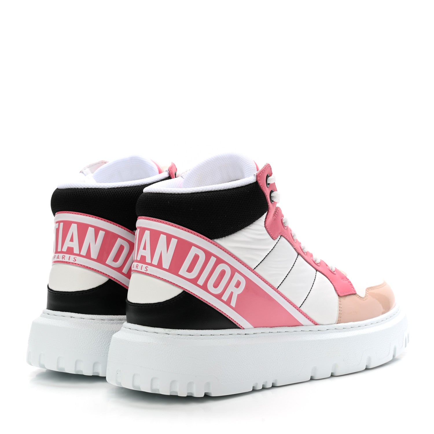 Christian Dior Nylon Calfskin Womens D-Player High Top Sneakers 40 Pink 4 of 10