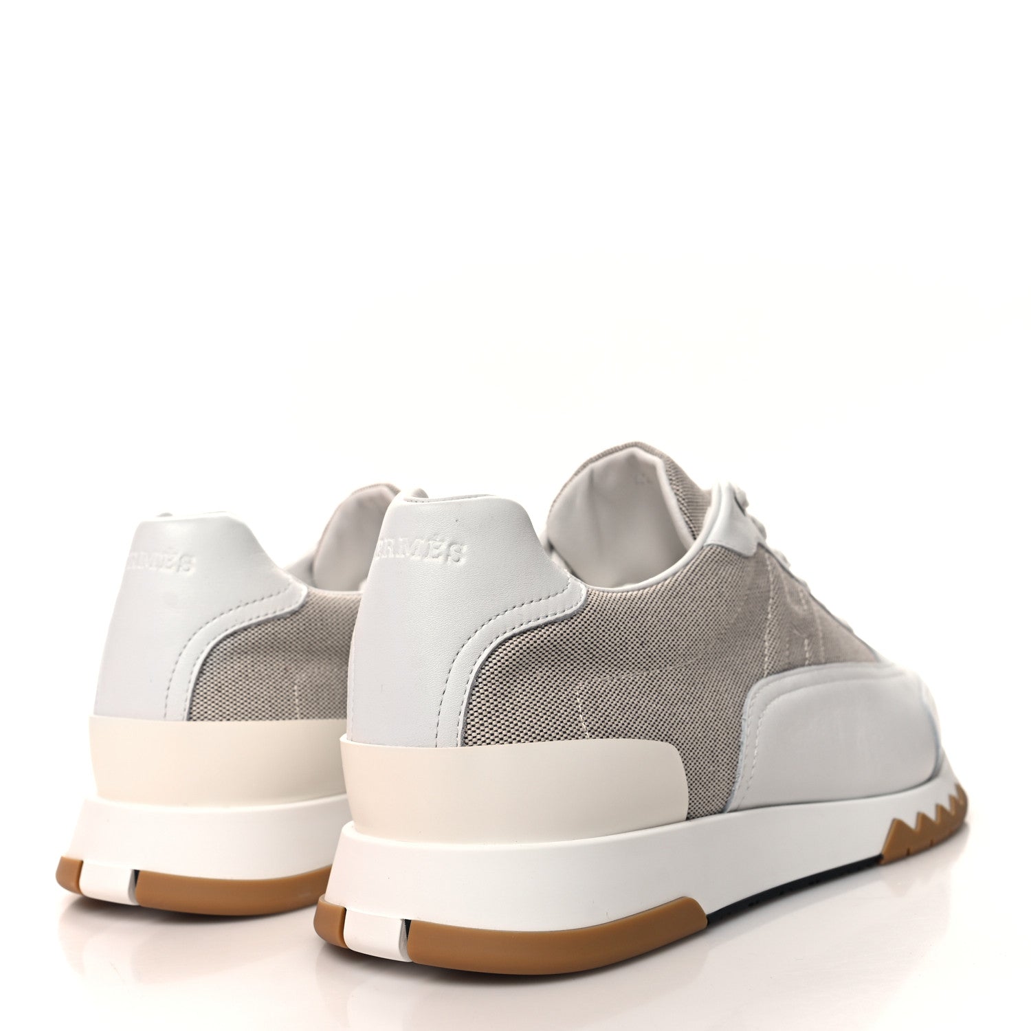 Hermes Canvas Calfskin Mens Trail Sneakers 42 Prunoir White 4 of 9