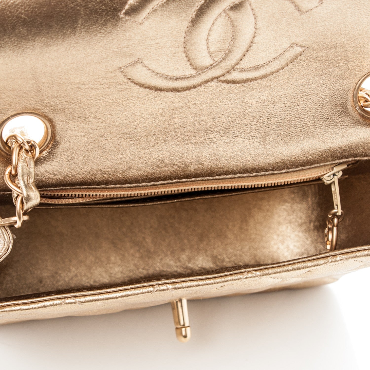 Chanel Metallic Lambskin Quilted Mini Square Flap Gold 5 of 8