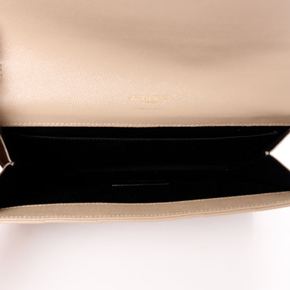 Saint Laurent Grain De Poudre Matelasse Chevron Monogram Envelope Clutch Dark Beige 5 of 11