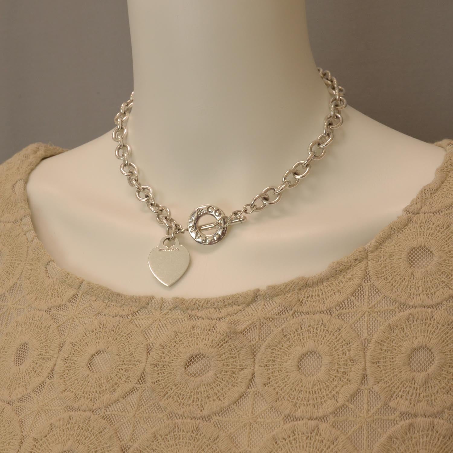 Tiffany Sterling Silver Heart Tag Toggle Necklace 2 of 5