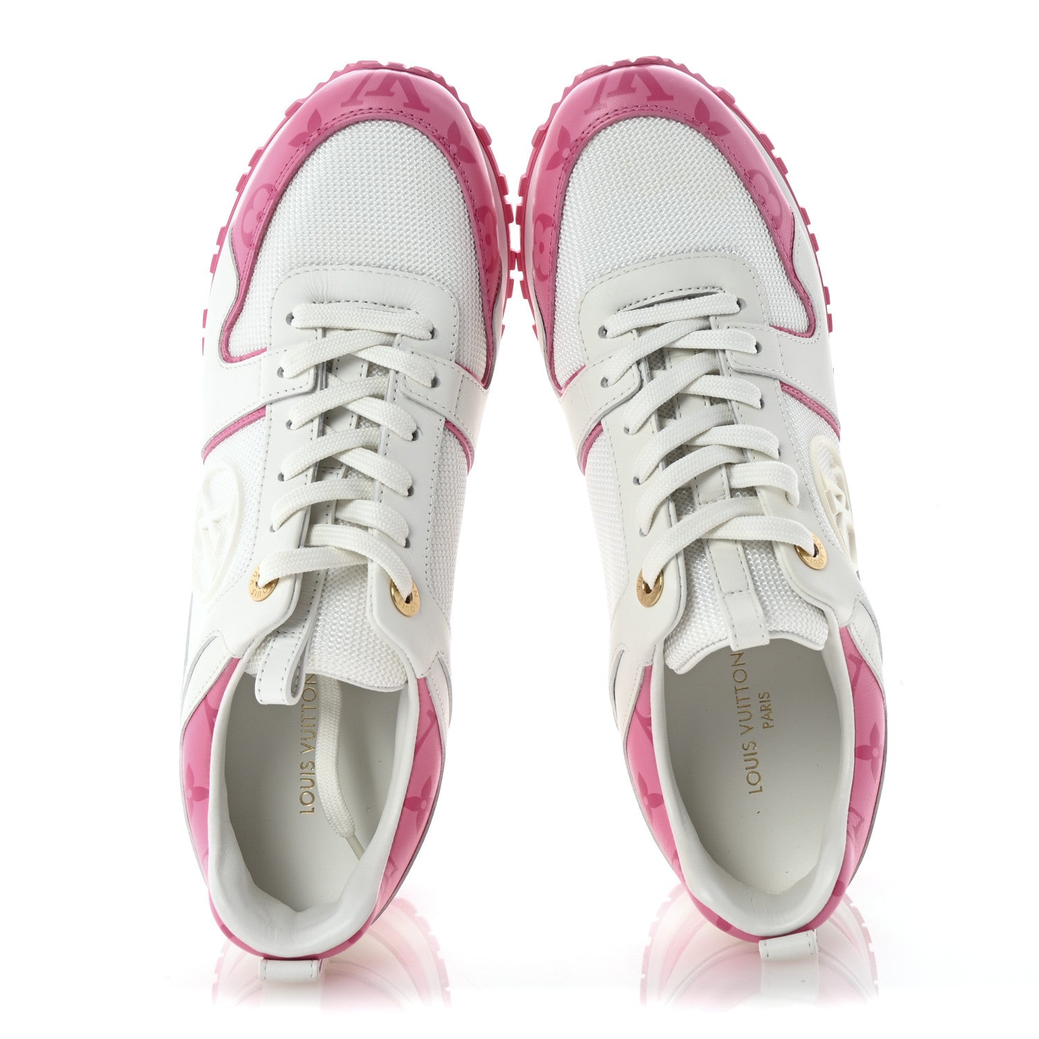 Louis Vuitton Calfskin Monogram Run Away Sneakers 38 White Pink 2 of 10