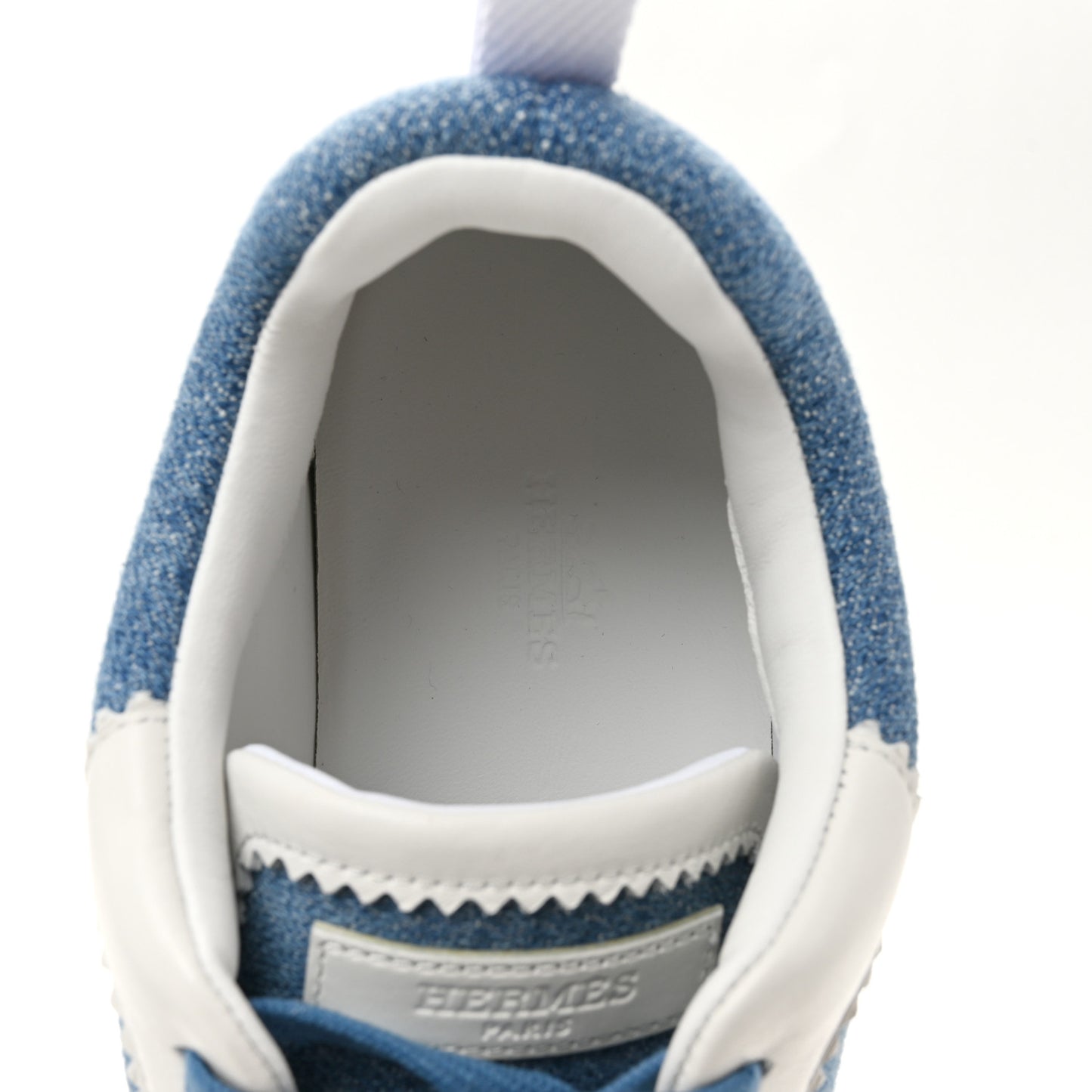 Denim Suede Goatskin Bouncing Sneakers 40.5 Bleu Clair White