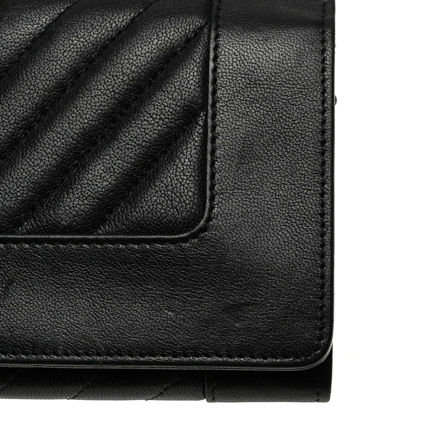 Chanel Sheepskin Chevron Quilted Mademoiselle Vintage Flap Wallet Black 9 of 9