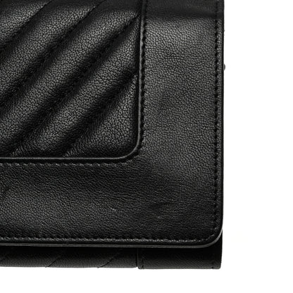 Chanel Sheepskin Chevron Quilted Mademoiselle Vintage Flap Wallet Black 9 of 9