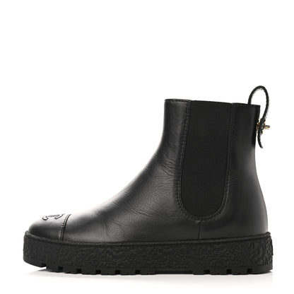 Chanel Calfskin Cap Toe CC Ankle Boots 37.5 Black 1 of 9