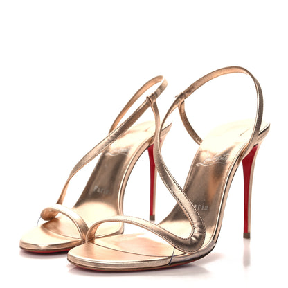 Christian Louboutin Kid Laminato Satin PVC Rosalie 100 Sandals 37.5 Leche 3 of 9