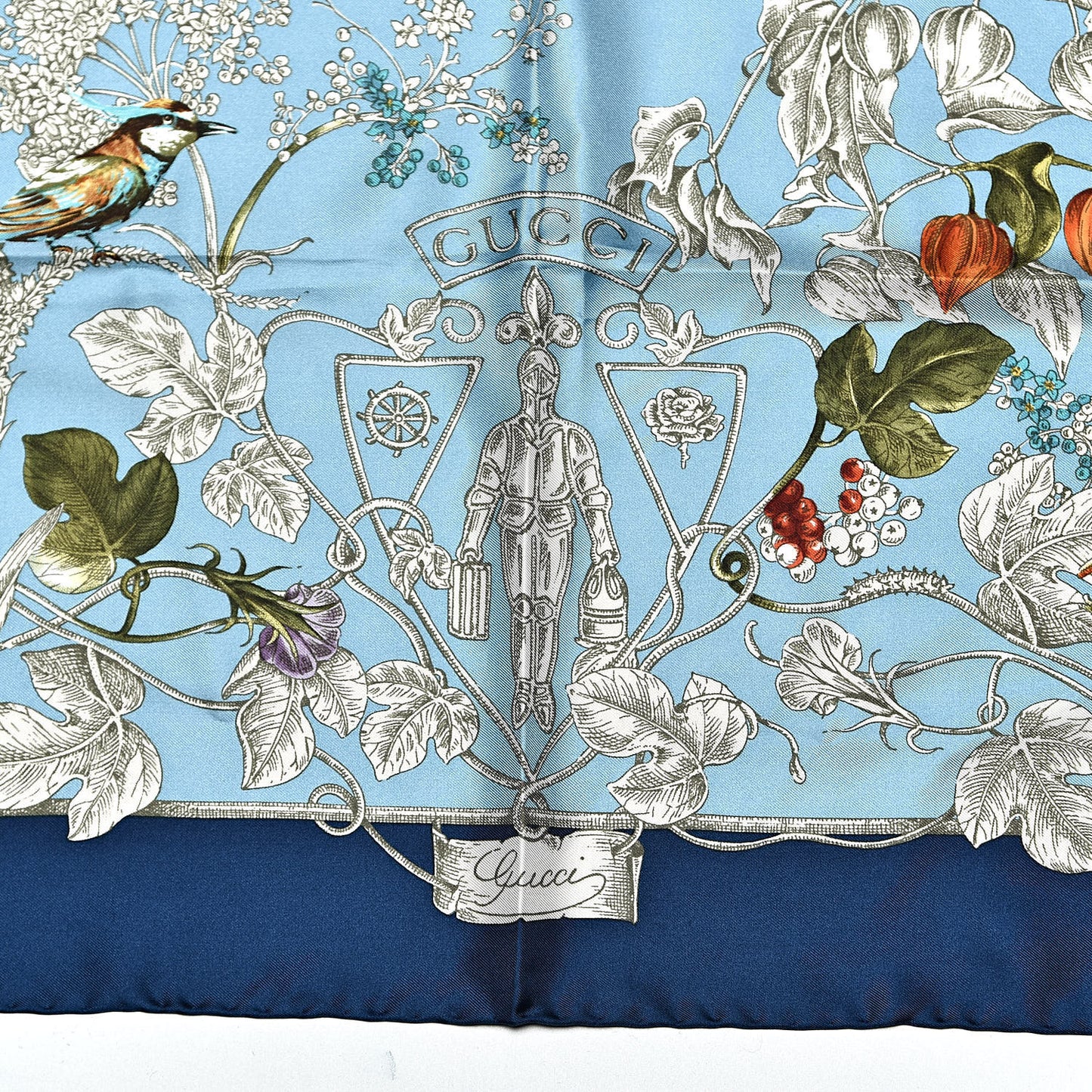 Silk Twill Wondergardenia Square Scarf Bluette