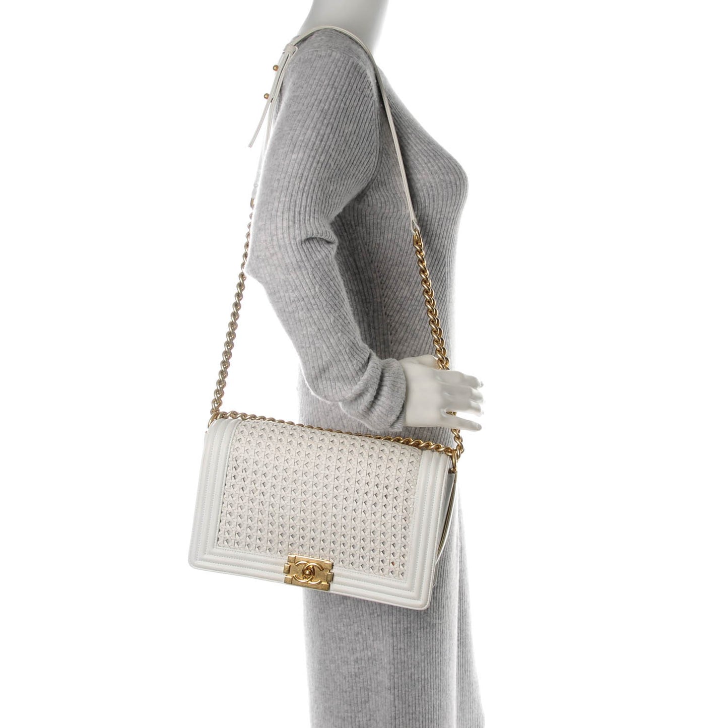 Sheepskin Braided New Medium Boy Reverso Flap White
