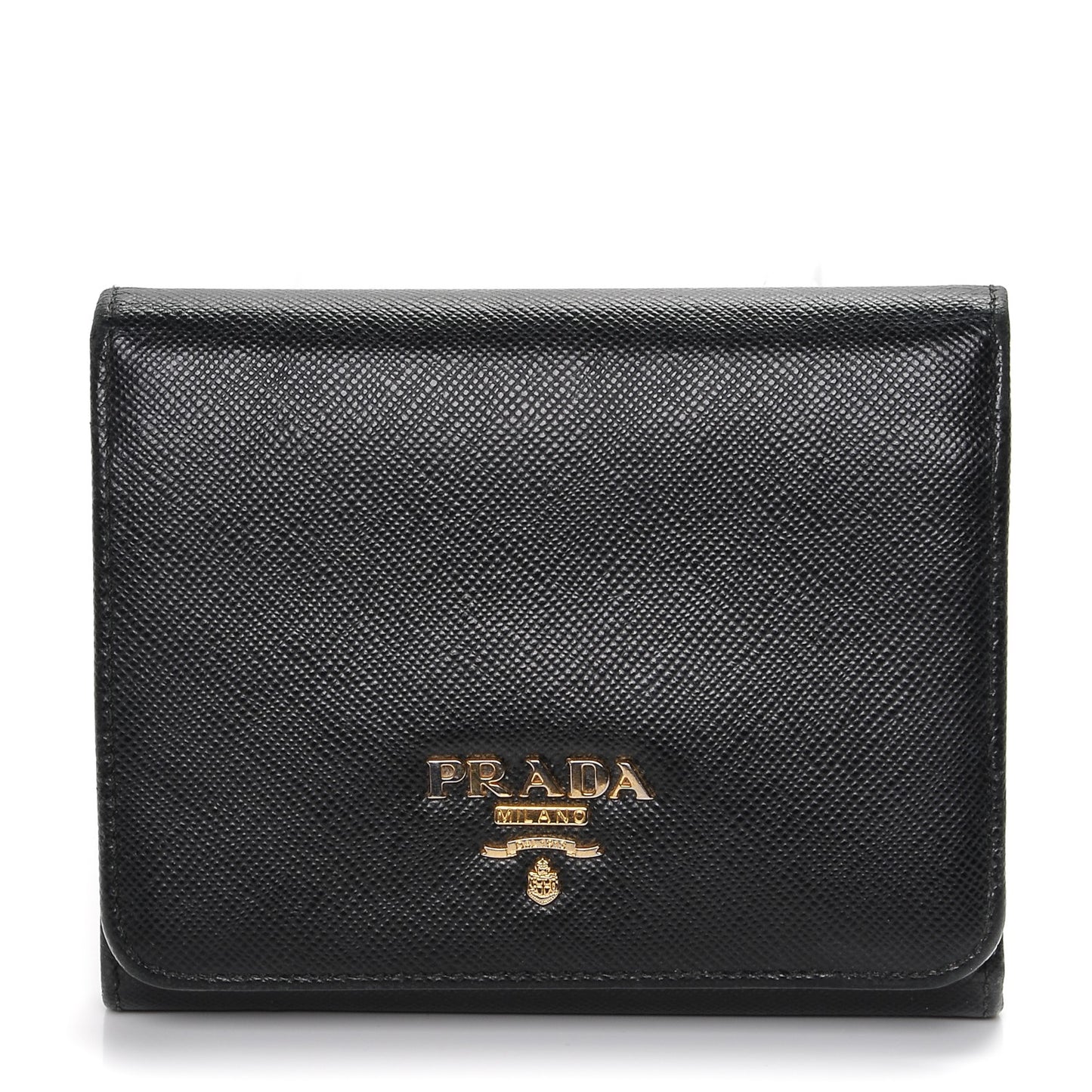 Saffiano Metal Tri-Fold Wallet Nero Black