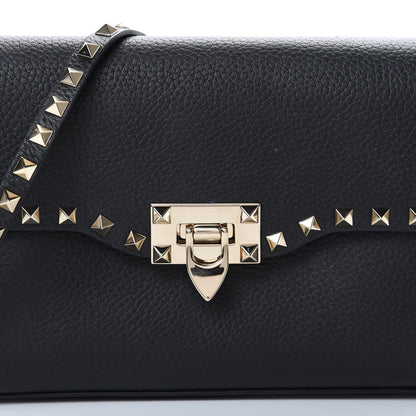 Valentino Garavani Pebbled Calfskin Medium Rockstud Flip Lock Crossbody Bag Black 6 of 10