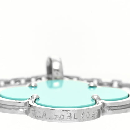 Van Cleef & Arpels 18K White Gold Turquoise Magic Alhambra Necklace 4 of 5
