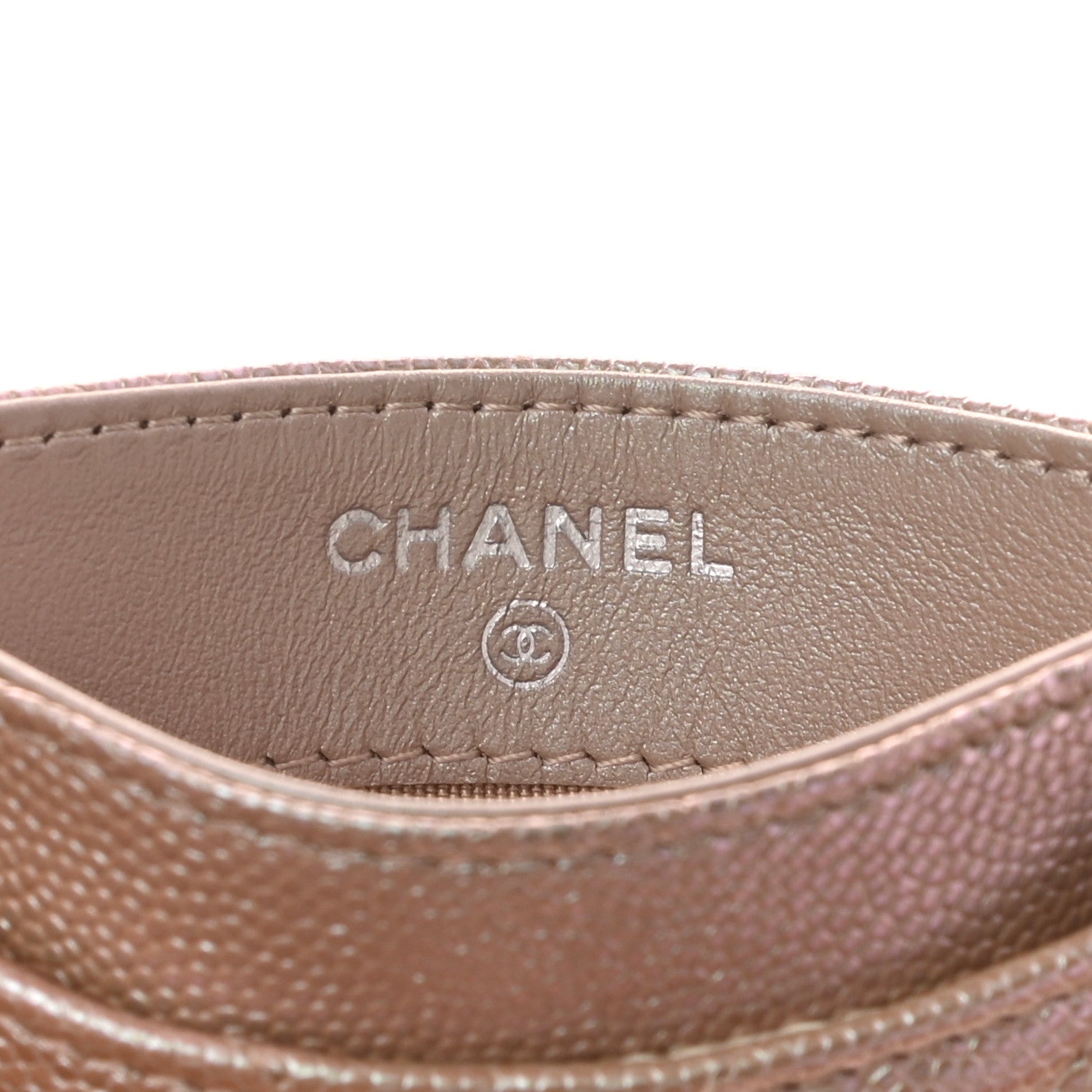 Chanel Metallic Caviar Chevron Quilted Card Holder Light Gold 6 of 9