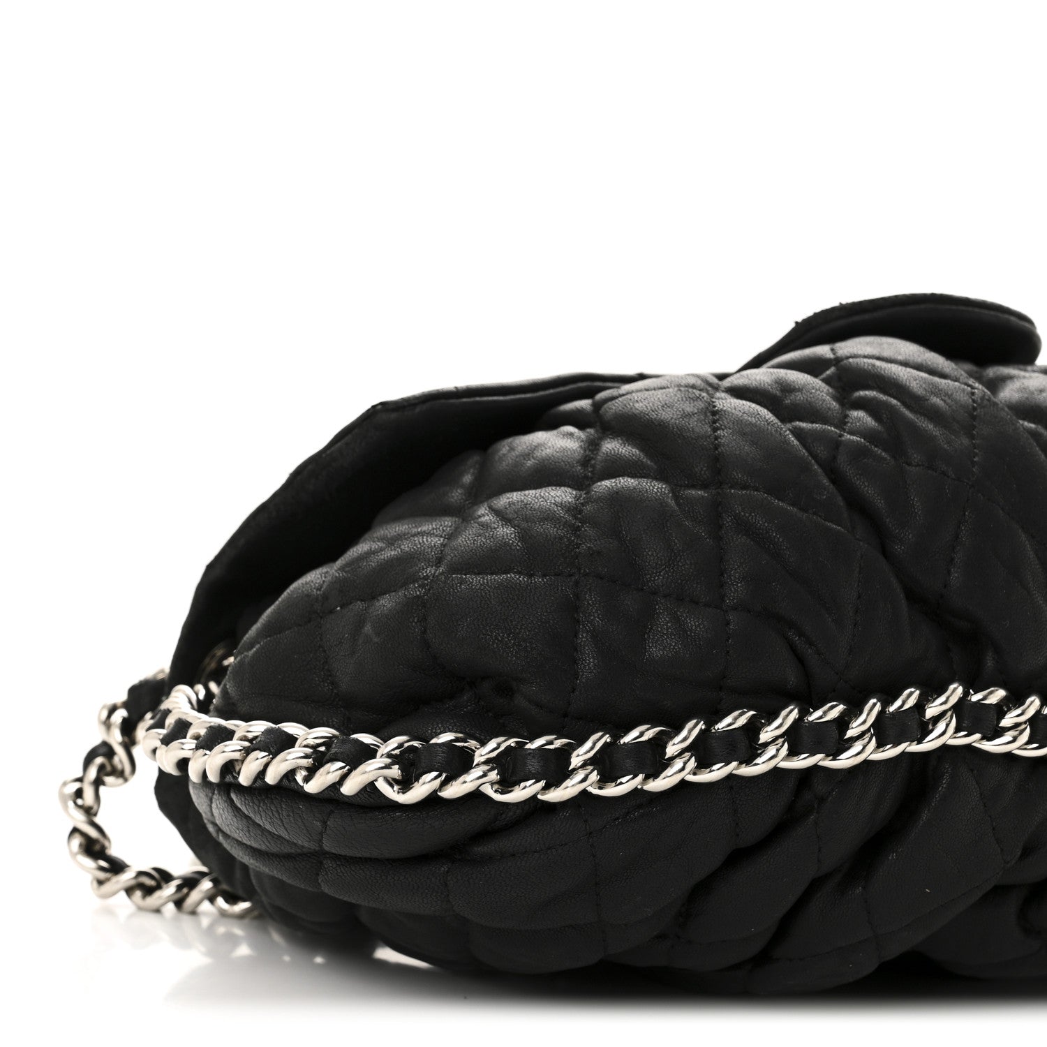 Chanel Washed Lambskin Quilted Medium Chain Around Messenger Black 9 of 13