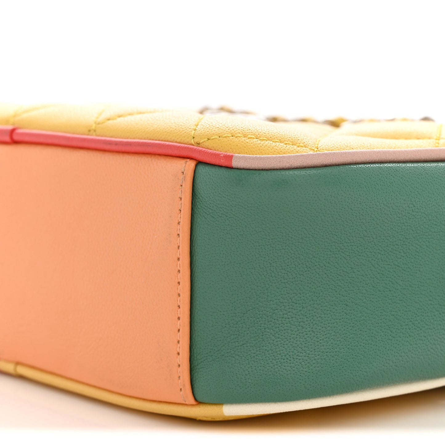 Calfskin Quilted Cuba Camera Bag Yellow Multicolor
